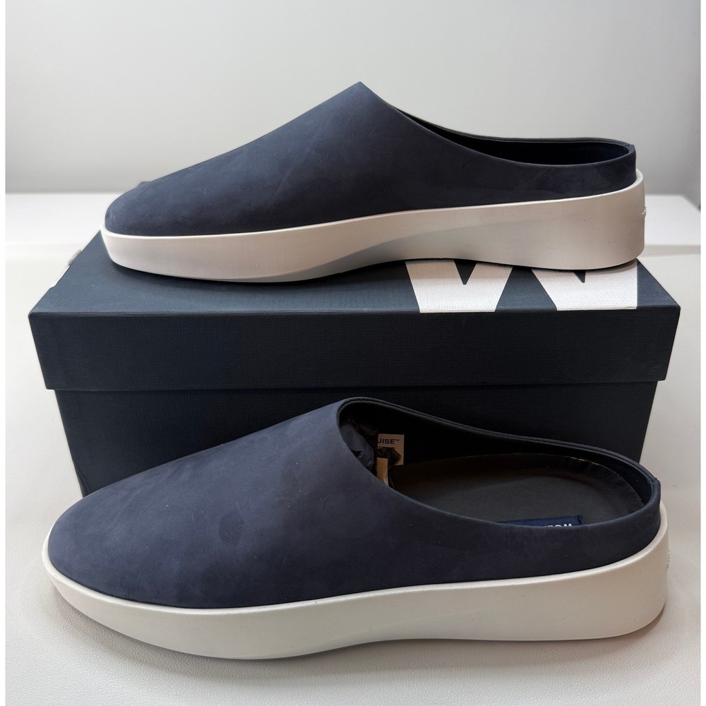 Wolf & Shepherd Cruise Mule Mens 7.5 Womens 9 Navy Leather Slip On Shoes NEW